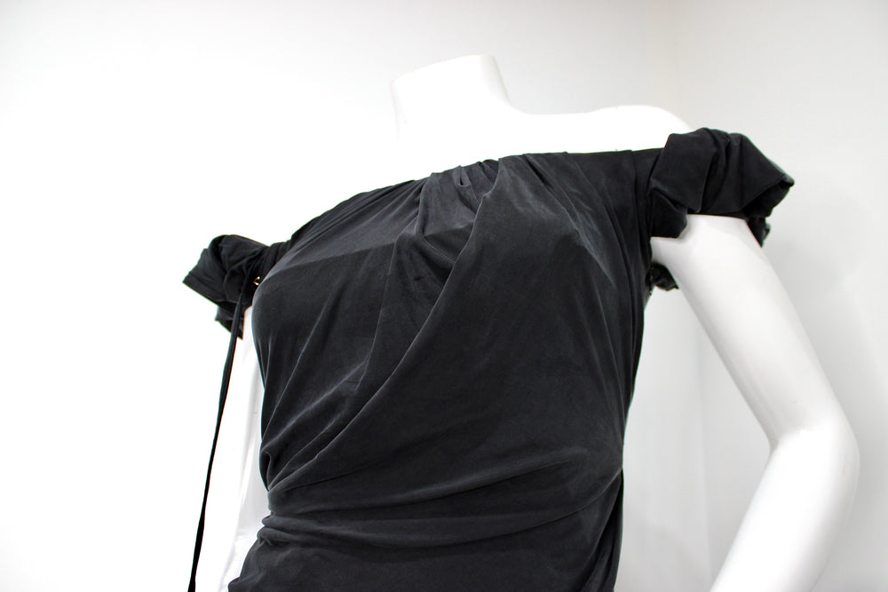 Jacquemus Black La Robe Ciceri Draped Off-The-Shoulder Mini Dress