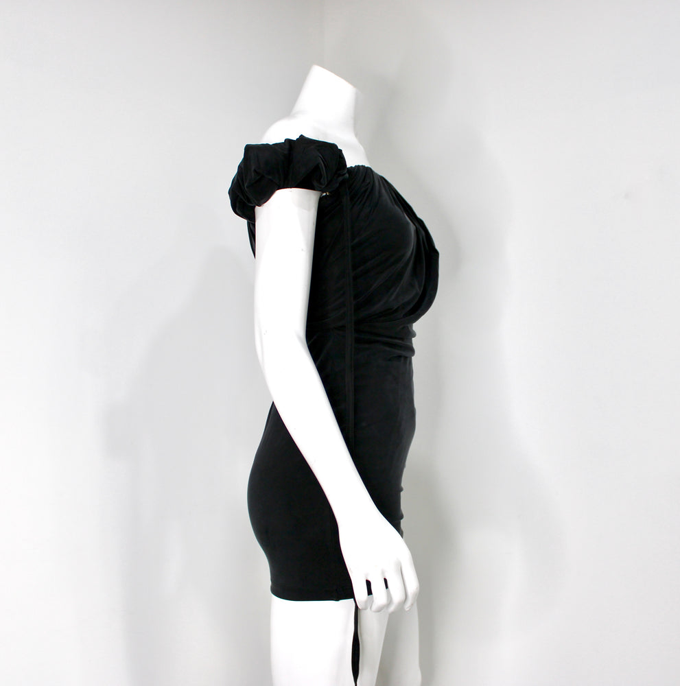 Jacquemus Black La Robe Ciceri Draped Off-The-Shoulder Mini Dress