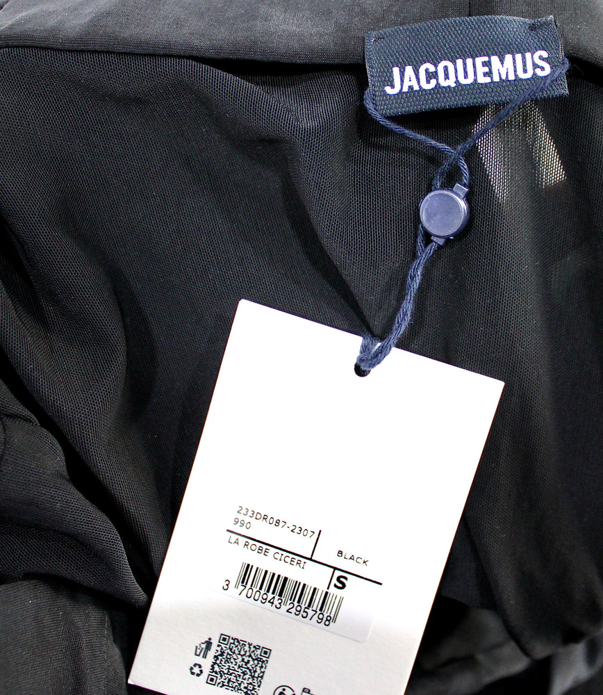 Jacquemus Black La Robe Ciceri Draped Off-The-Shoulder Mini Dress