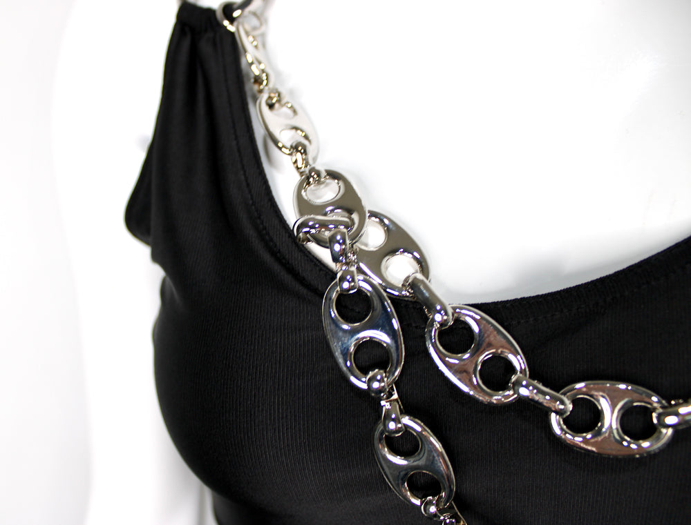 Paco Rabanne Black & Silver-Tone Chain Embellished Mini Dress