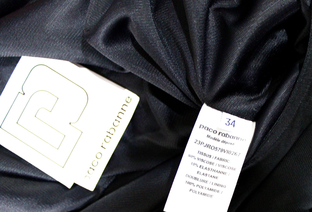 Paco Rabanne Black & Silver-Tone Chain Embellished Mini Dress