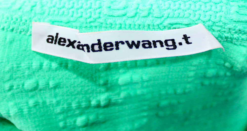 Alexander Wang Neon Green Logo Embossed Cropped Top