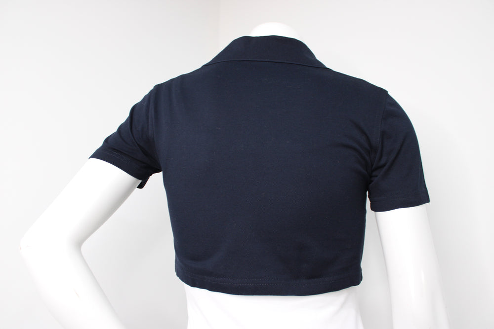 Yves Saint Laurent Navy Blue Polo Crop Top