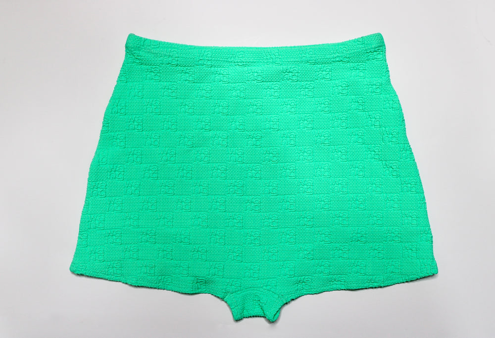 Alexander Wang Neon Green Logo Embossed Micro Skort