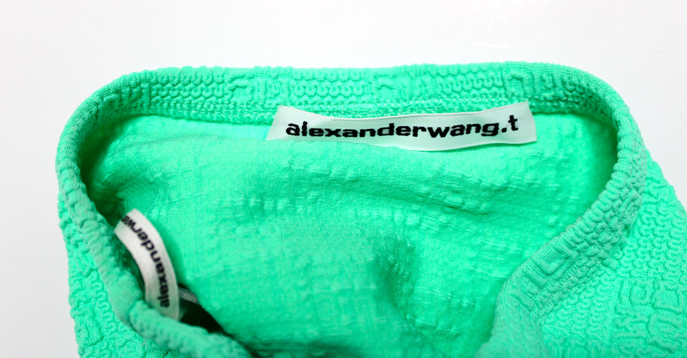 Alexander Wang Neon Green Logo Embossed Micro Skort