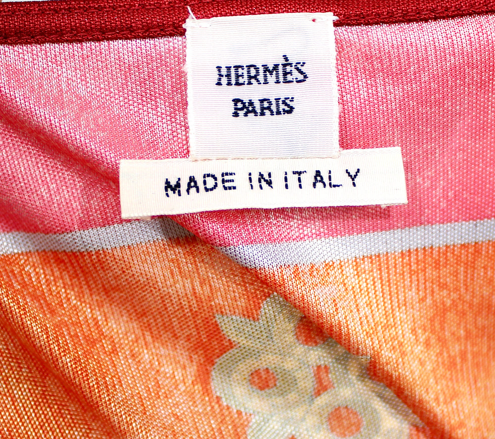 Hermès Les Cles Orange Tassel & Key Print Longsleeve Top circa
