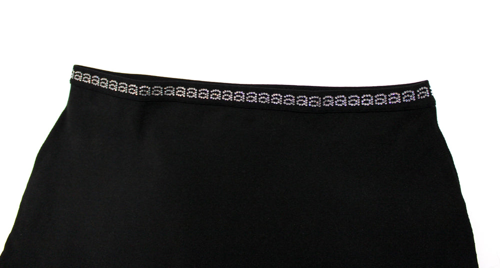 Alexander Wang Black Rhinestone Logo Trim Mini Pencil Skirt