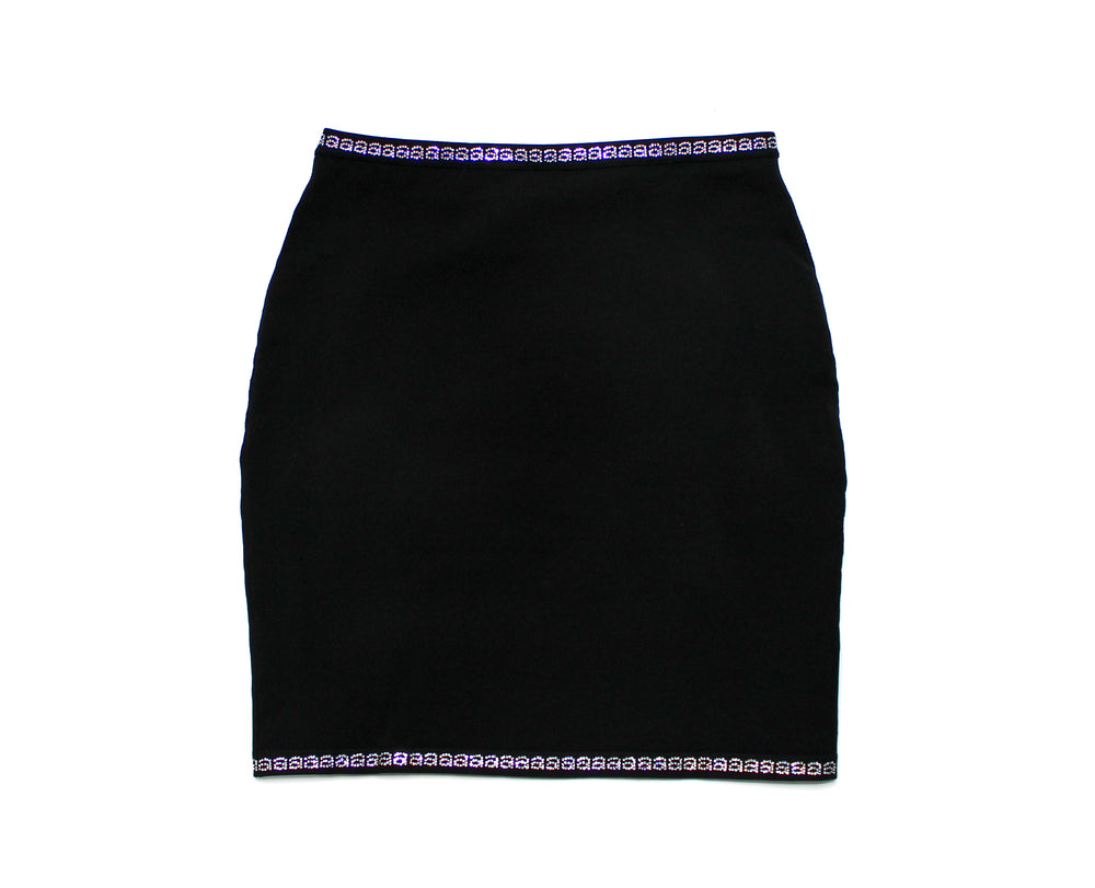 Alexander Wang Black Rhinestone Logo Trim Mini Pencil Skirt