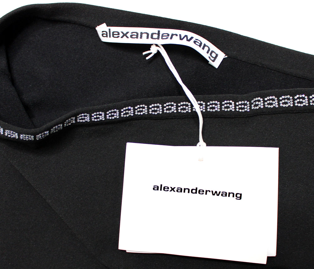 Alexander Wang Black Rhinestone Logo Trim Mini Pencil Skirt