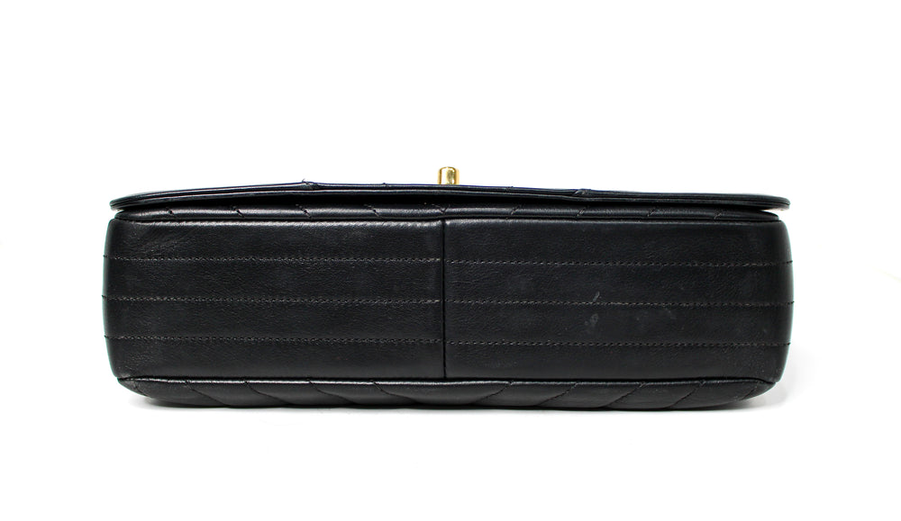 Chanel Black Chevron Calfskin Statement Flap Bag circa 2019