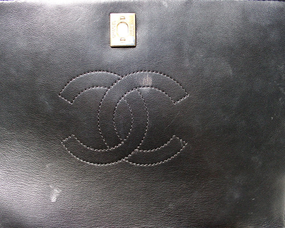 Chanel Black Chevron Calfskin Statement Flap Bag circa 2019