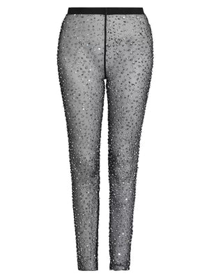 Isabel Marant Tanael Black Sheer Sequins Leggings