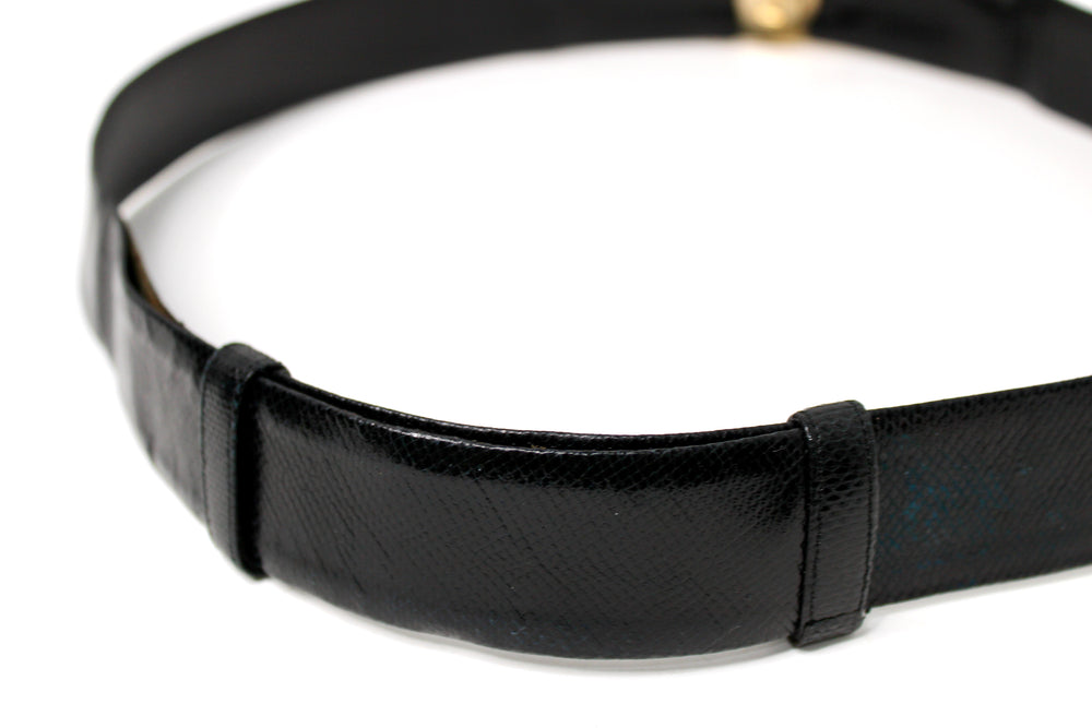 Judith Leiber Roman Coin Black Snakeskin Leather Belt circa  display picture 1