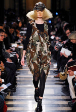 Junya Watanabe CDG 2010 Runway Green Camo Print Pleated Asymmetrical Dress