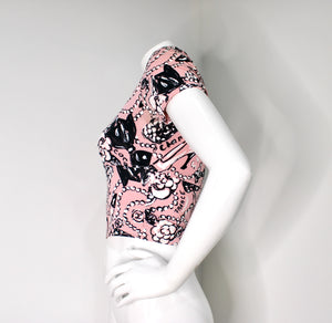 Chanel Pink Iconic Graphic Print Swim Crop Top circa 1993