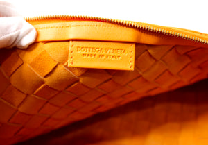 Bottega Veneta Orange Intrecciato Turn Pouch Hobo Shoulder Bag