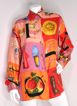 Tom Ford for Gucci Heritage Print Silk Button Down Shirt SS 1994