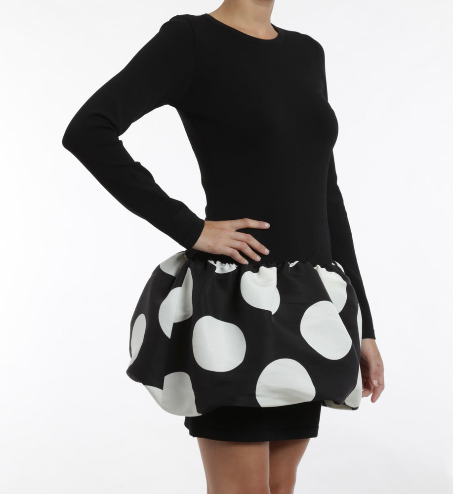 Moschino Black & White Polka Dot Bubble Skirt Long-sleeve dress