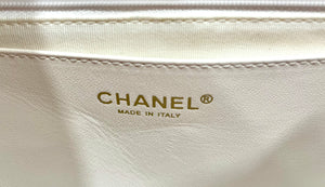 Chanel White Quilted Aged Calfskin Double-Sided Bowling Bag
