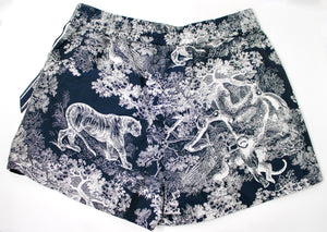 極美品 タグ付✨Dior TOILE DE JOU ショートパンツ ボタニカル柄 Christian Dior Navy Blue & White Toile de Jouy Taffeta Shorts