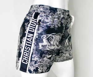 Christian Dior Navy Blue & White Toile de Jouy Taffeta Shorts