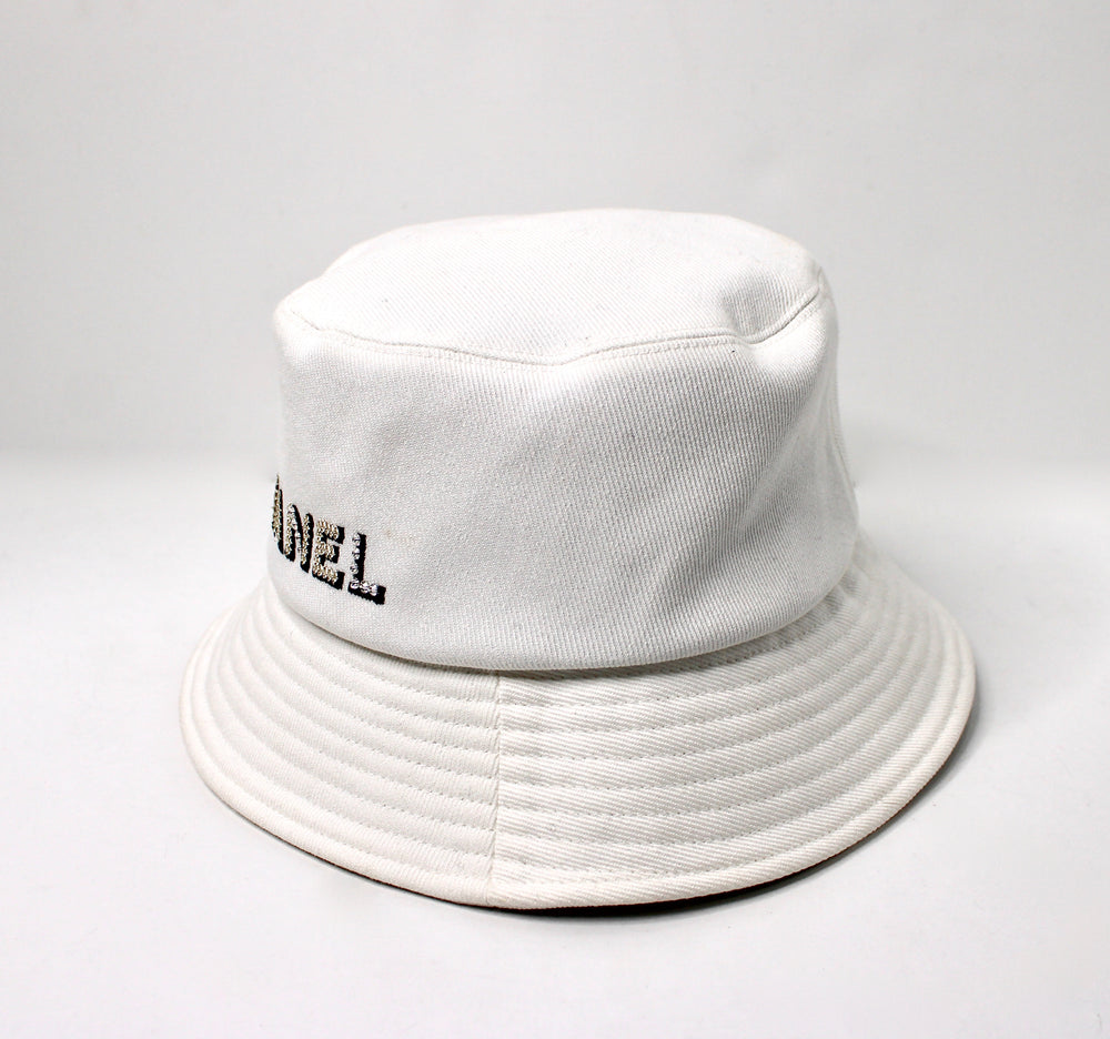Chanel White Sequin Logo Cotton Denim Bucket Hat – Vintage by Misty