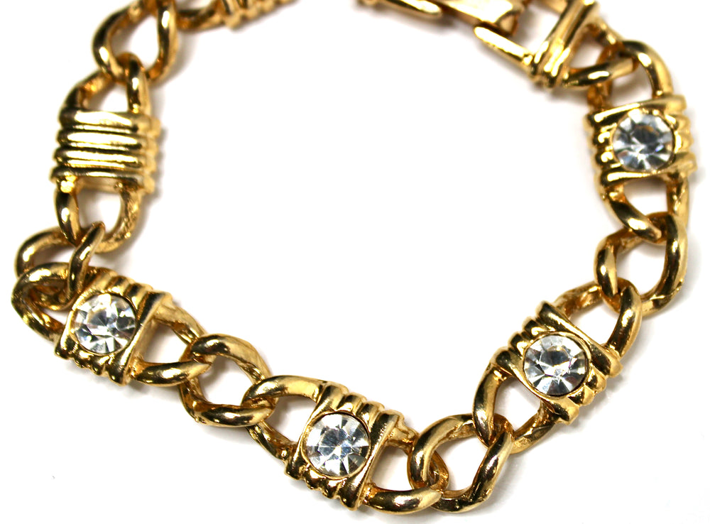 Gold Plated Chain Link Rhinestone Vintage Bracelet – Vintage by Misty