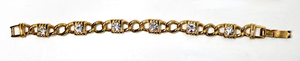 Gold Plated Chain Link Rhinestone Vintage Bracelet – Vintage by Misty