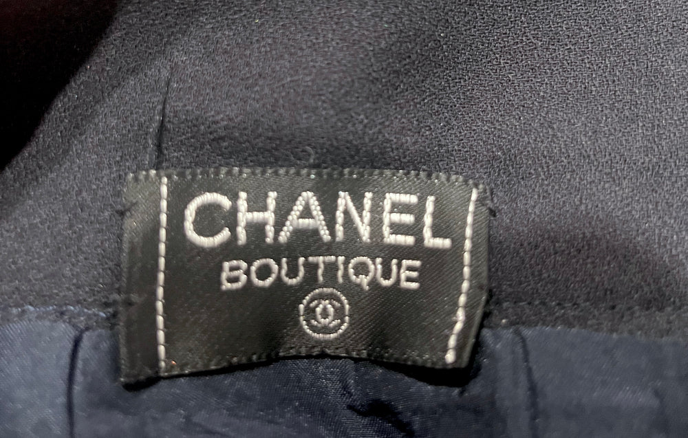 Chanel Black Pleated Midi Skirt With Slit circa 1980s