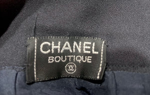 Chanel Black Pleated Midi Skirt With Slit circa 1980s