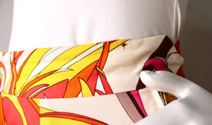 Emilio Pucci Orange & Yellow Print Pleated Midi Skirt circa 1960s