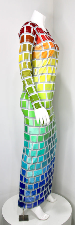 jeremy scott jersey dress x Adidas Rainbow Grid Keyboard Print Maxi circa 201 – Vintage by Misty A-Line