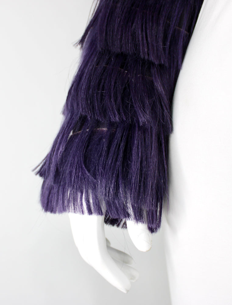 Emporio Armani Purple Faux Leather Kidassia Goat Fur Vintage