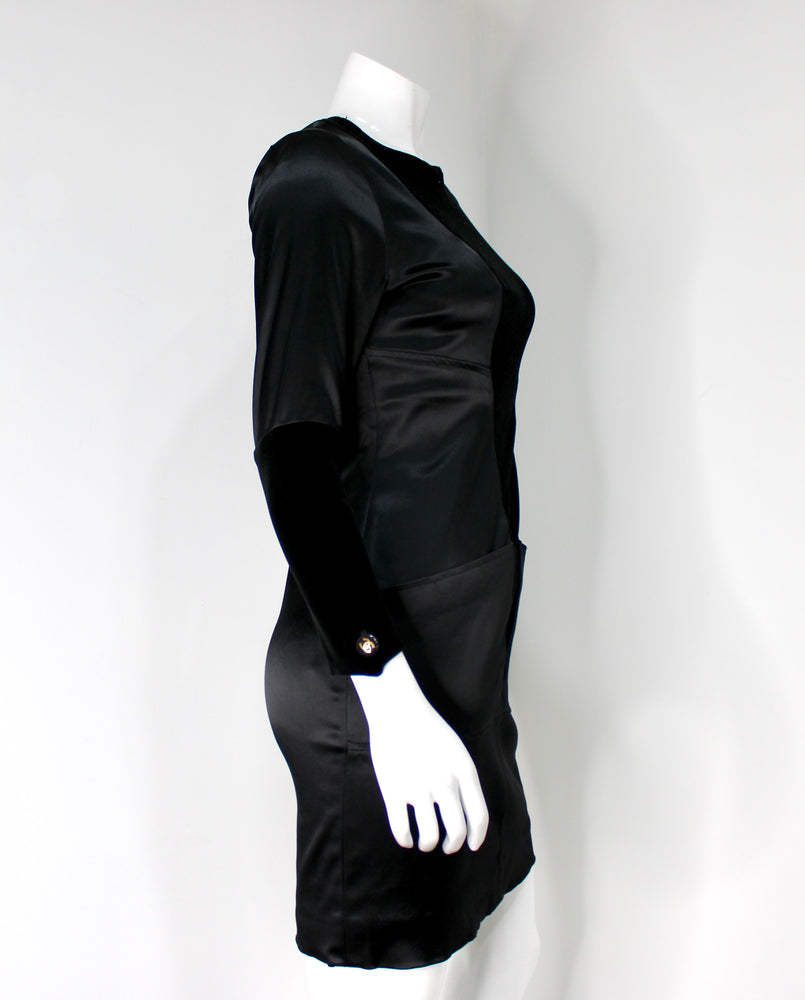 chanel black mini dress Chanel Black Sheer Panel Mini Dress with Detachable Silk Neck Tie