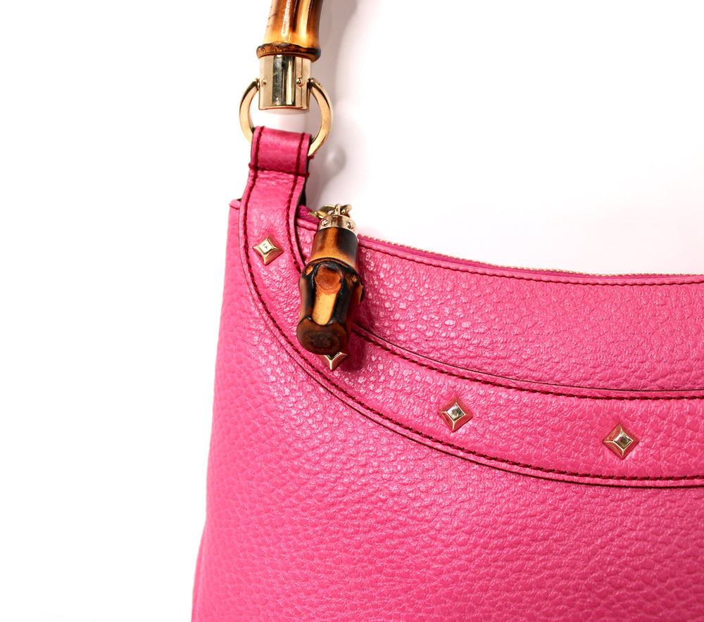 Gucci Pink Leather Anita Bamboo Handbag – Vintage by Misty