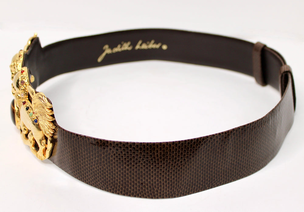 Judith Leiber Foo Dog Stone & Gold-Tone Brown Leather  display picture 1