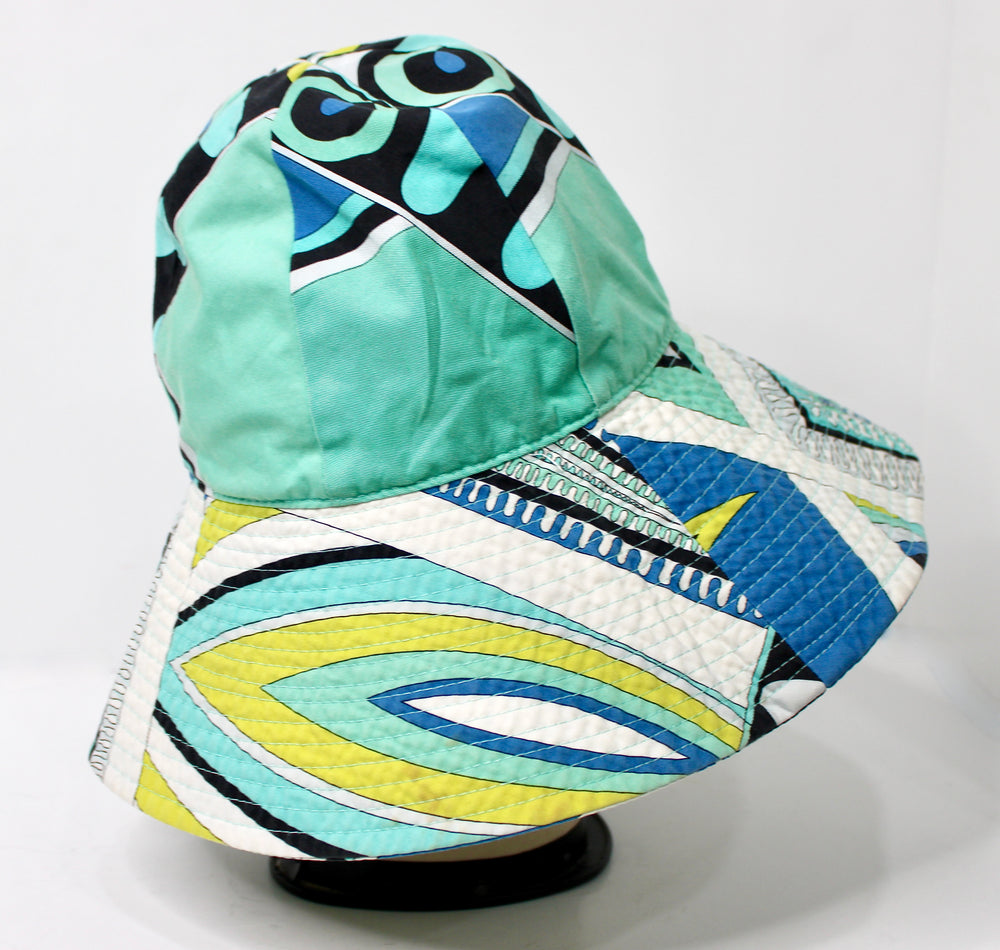 Emilio Pucci Blue Print Cotton Vintage Bucket Hat – Vintage by Misty