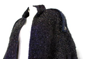 Chanel Black & Navy Metallic Wool Blend Cape 2019