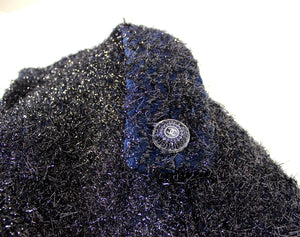 Chanel Black & Navy Metallic Wool Blend Cape 2019