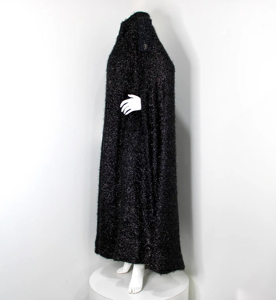 Chanel Black & Navy Metallic Wool Blend Cape 2019