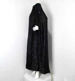 Chanel Black & Navy Metallic Wool Blend Cape 2019
