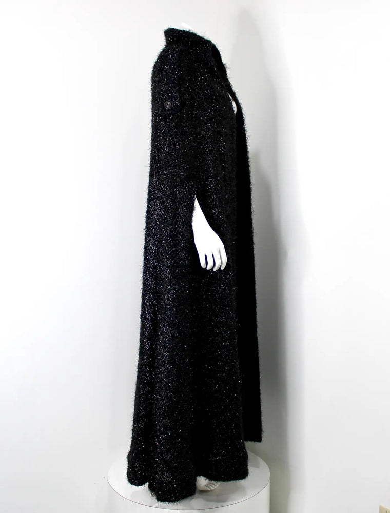Chanel Black & Navy Metallic Wool Blend Cape 2019
