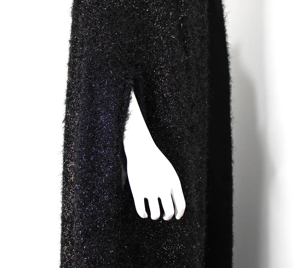 Chanel Black & Navy Metallic Wool Blend Cape 2019