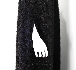 Chanel Black & Navy Metallic Wool Blend Cape 2019