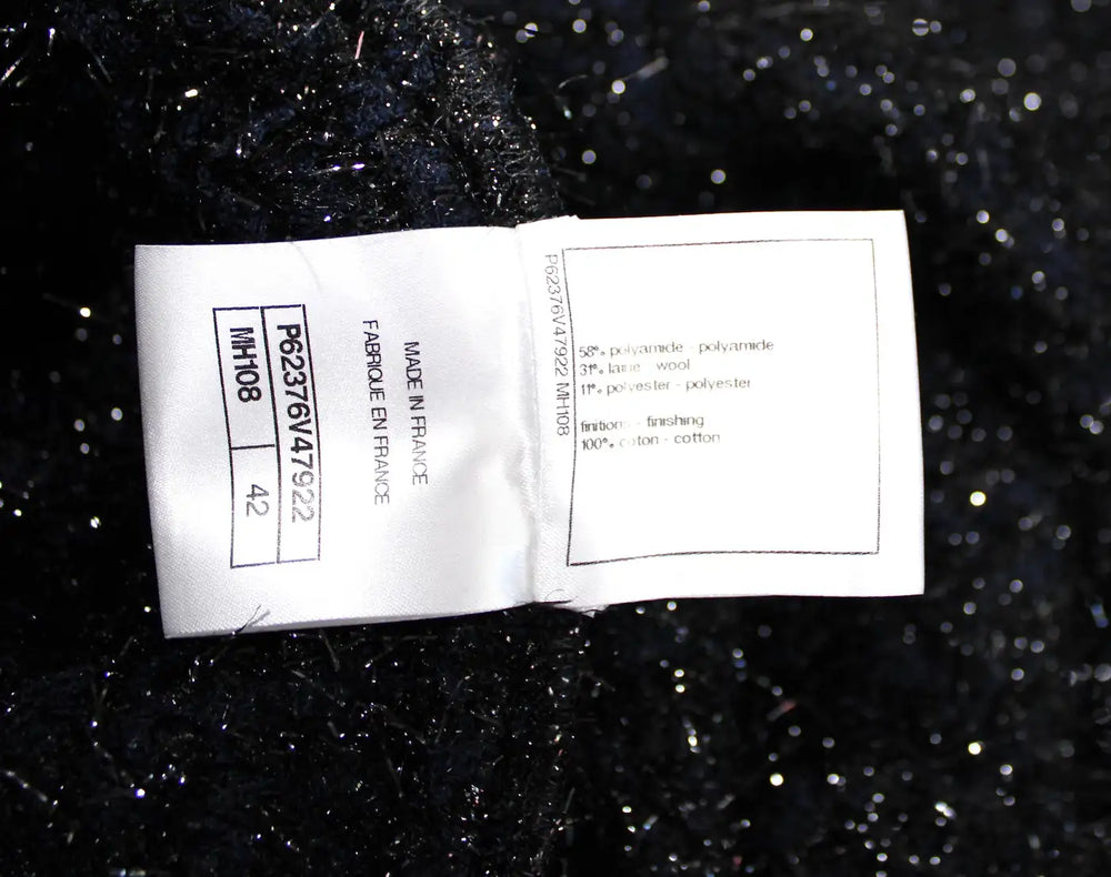 Chanel Black & Navy Metallic Wool Blend Cape 2019