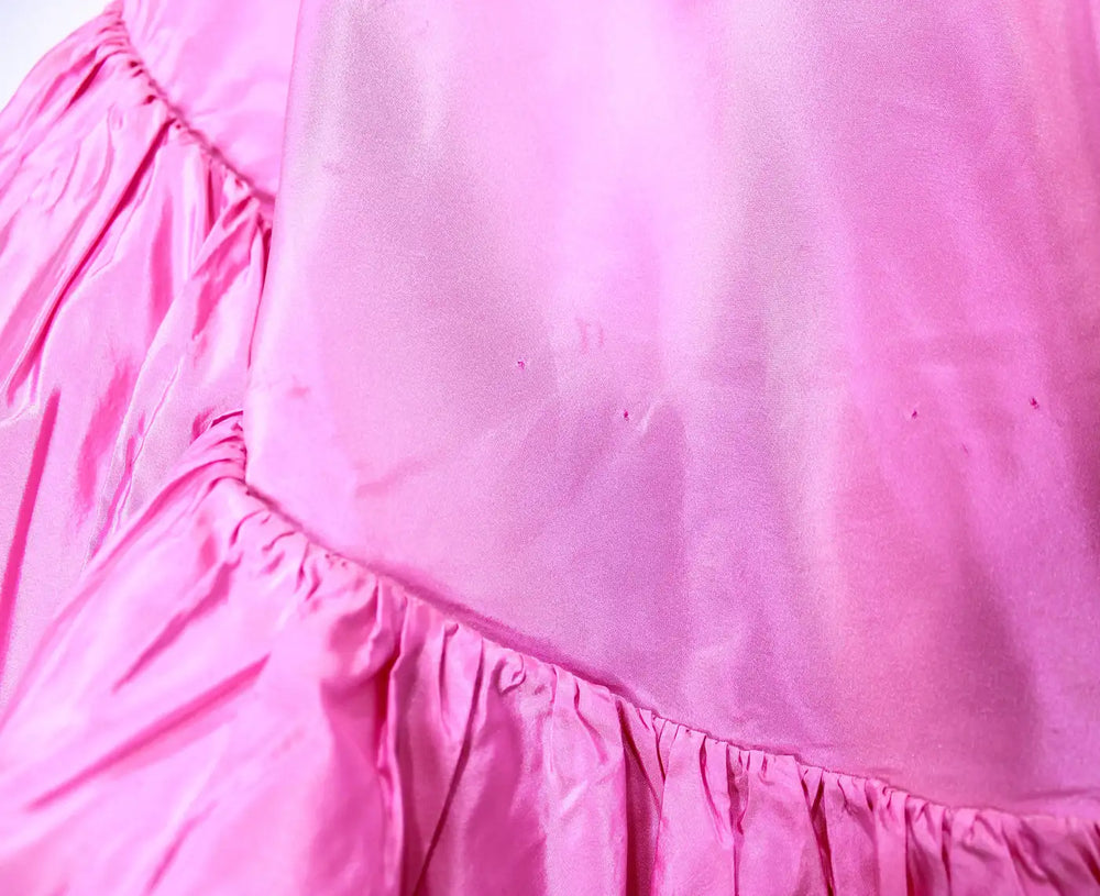Christian Dior Pink Silk Taffeta Ruffle Shawl circa 1970s