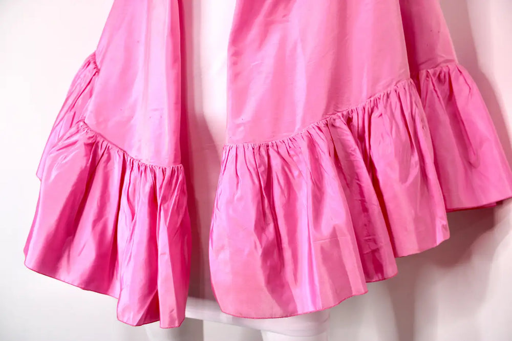 Christian Dior Pink Silk Taffeta Ruffle Shawl circa 1970s