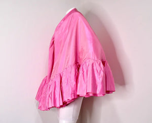 Christian Dior Pink Silk Taffeta Ruffle Shawl circa 1970s