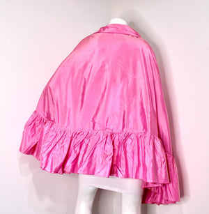 Christian Dior Pink Silk Taffeta Ruffle Shawl circa 1970s