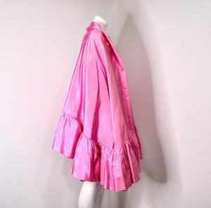 Christian Dior Pink Silk Taffeta Ruffle Shawl circa 1970s